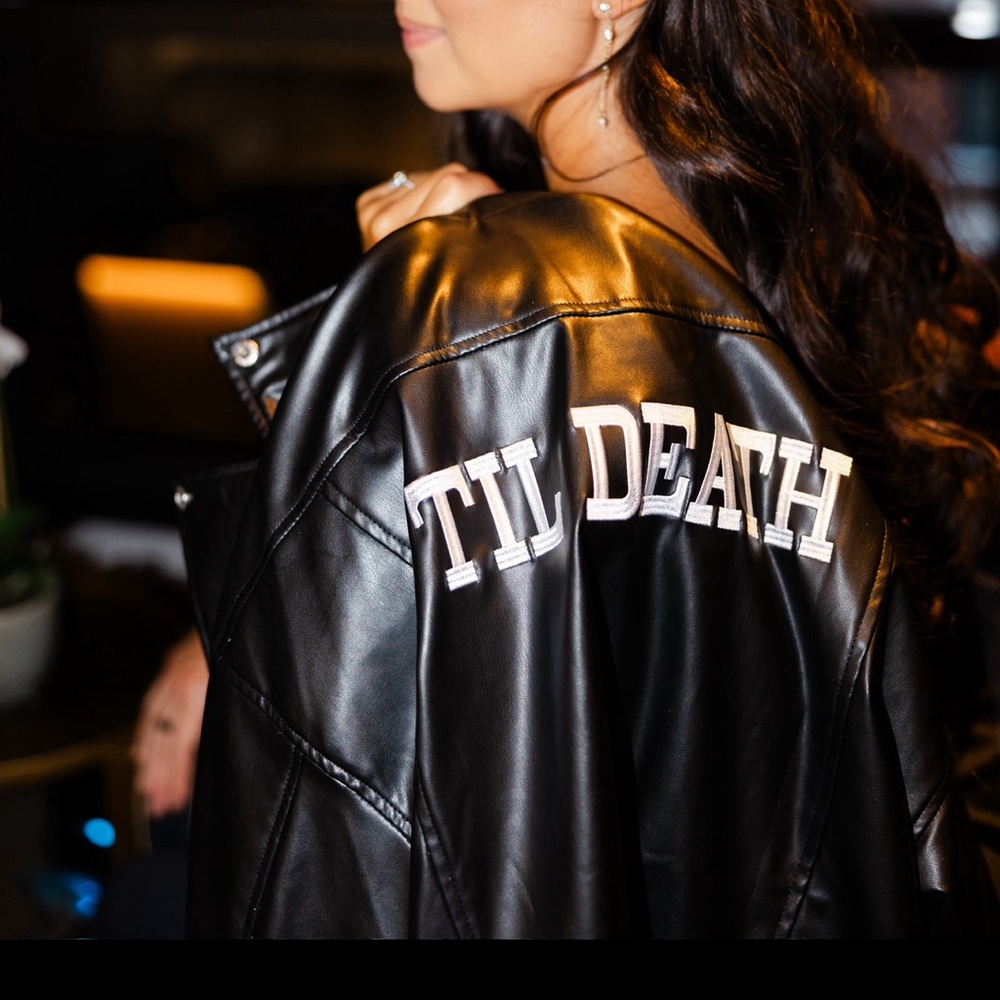 Til death bridal wedding leather jacket